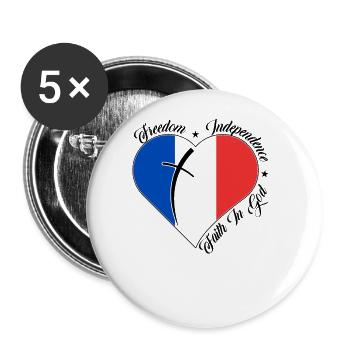 Freiheit Glaube An Gott - Frankreich - Buttons groß 56 mm (5er Pack) - Weiß - Vorne