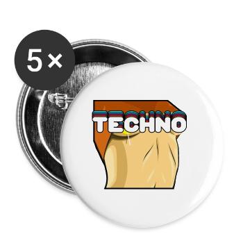 Retro TECHNO Sexy Awesome Techno Lover T-Shirt - Buttons groß 56 mm (5er Pack) - Weiß - Vorne