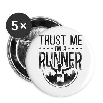 Running Runner Half Marathon - Buttons groß 56 mm (5er Pack) - Weiß - Vorne