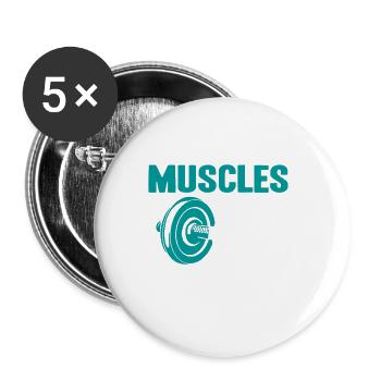 Installation de muscles S’il vous plaît attendre cool Funny Gym - Lot de 5 grands badges (56 mm) - blanc - Devant