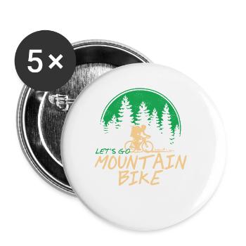 Let’s Go Mountain Bike Retro Biking T-Shirt - Lot de 5 grands badges (56 mm) - blanc - Devant