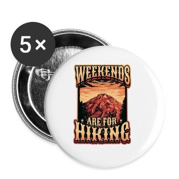 Wochenenden sind für Wanderungen im Freien - Buttons groß 56 mm (5er Pack) - Weiß - Vorne