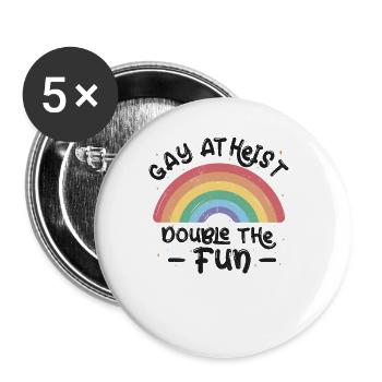 Gay LGBTQ Atheist Atheism Anti Religion Securalism - Buttons groß 56 mm (5er Pack) - Weiß - Vorne