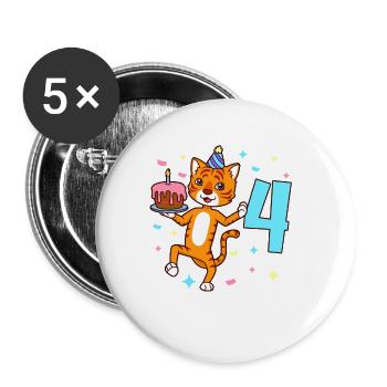 With Tiger - Boy's birthday 4 years - Buttons large 2.2''/56 mm (5-pack) - white - Front
