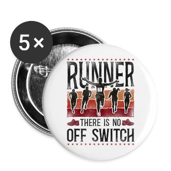 Running Runner Half Marathon - Buttons groß 56 mm (5er Pack) - Weiß - Vorne