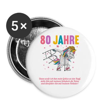 80 Jahre idee mich alt zu nennen 80 Geburtstag - Buttons groß 56 mm (5er Pack) - Weiß - Vorne