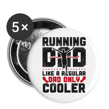 Coureur de course Semi-marathon Papa - Lot de 5 grands badges (56 mm) - blanc - Devant