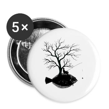 Arbre graphique - Fish Flow - Lot de 5 grands badges (56 mm) - blanc - Devant