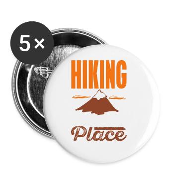 Vintage Hiking Is My Happy Place Awesome Hiker - Buttons groß 56 mm (5er Pack) - Weiß - Vorne