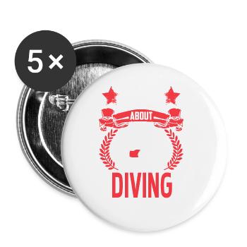 Toute la journée je pense à Diving Vintage Diver Présent - Lot de 5 grands badges (56 mm) - blanc - Devant