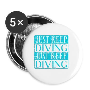 Retro Vintage Just Keep Diving Awesome Diver - Buttons large 2.2''/56 mm (5-pack) - white - Front