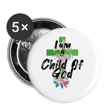 Child Of God Lord Faith Christian Jesus - Buttons groß 56 mm (5er Pack) - Weiß - Vorne
