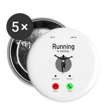 Running Runner Half Marathon Téléphone - Lot de 5 grands badges (56 mm) - blanc - Devant