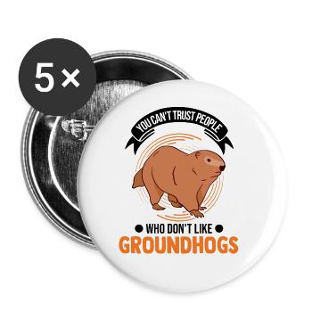 Murmeltier Groundhog Marmot Waldmurmeltier - Buttons large 2.2''/56 mm (5-pack) - white - Front