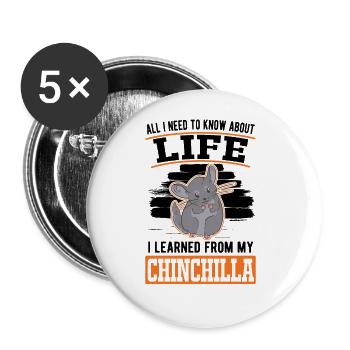 Chinchilla Spruch - Buttons groß 56 mm (5er Pack) - Weiß - Vorne