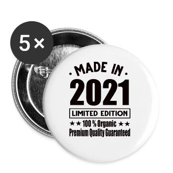Made in 2021 Vintage Retro Limited Edition - Buttons large 2.2''/56 mm (5-pack) - white - Front