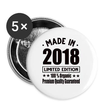 Fabriqué en 2018 Vintage Retro Limited Edition - Lot de 5 grands badges (56 mm) - blanc - Devant
