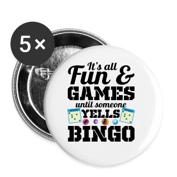 Bingo Yells Funny Bingo Lover Funny Bingo - Buttons large 2.2''/56 mm (5-pack) - white - Front