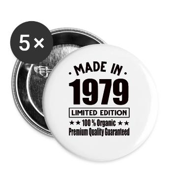 Fabriqué en 1979 Vintage Retro Limited Edition - Lot de 5 grands badges (56 mm) - blanc - Devant
