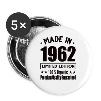 Made in 1962 Vintage Retro Limited Edition - Buttons groß 56 mm (5er Pack) - Weiß - Vorne