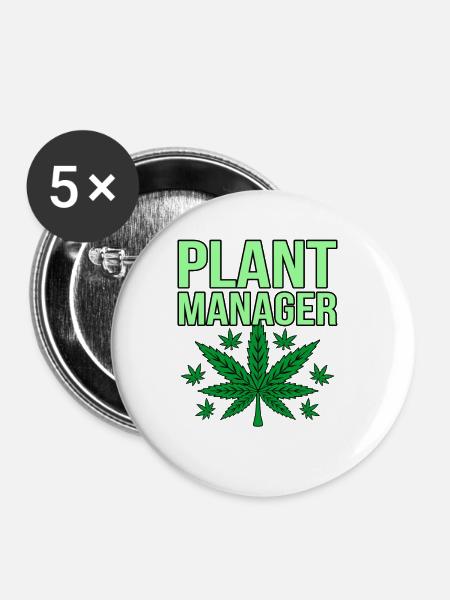 Cannabis - Buttons groß 56 mm (5er Pack) - Weiß