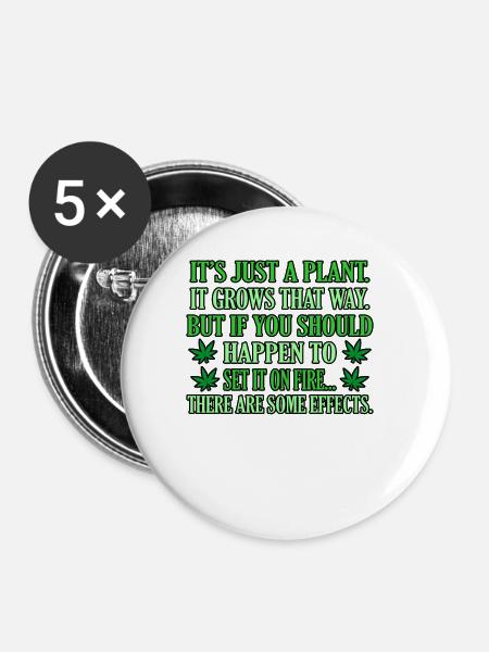 Cannabis - Buttons groß 56 mm (5er Pack) - Weiß