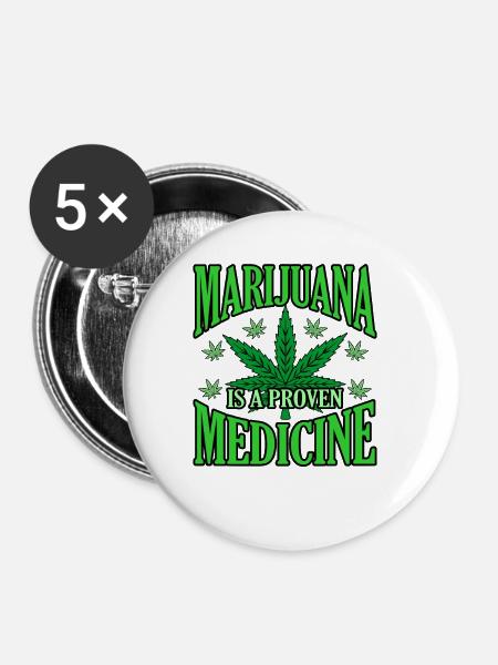 Cannabis - Buttons groß 56 mm (5er Pack) - Weiß