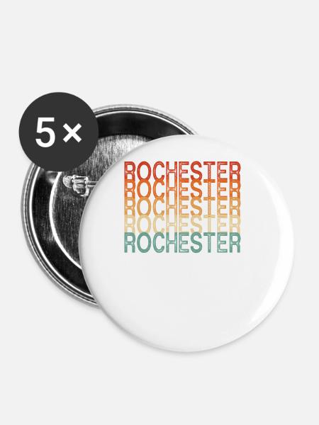 Rochester Newyork - Buttons groß 56 mm (5er Pack) - Weiß