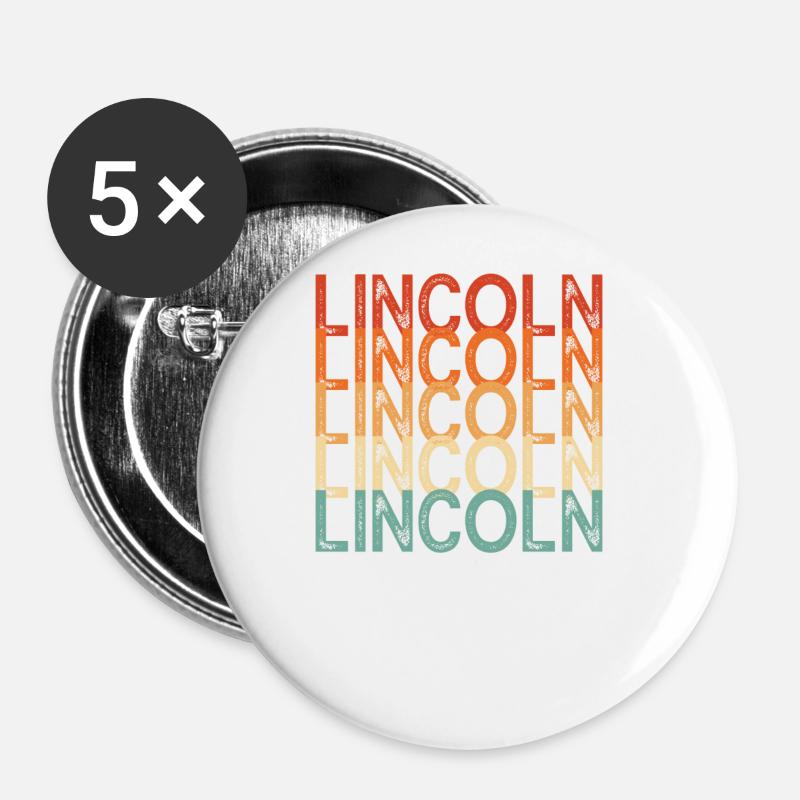 Lincoln Nebraska - Buttons large 2.2''/56 mm (5-pack) - white