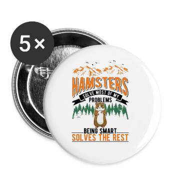 Hamster Besitzer Goldhamster Hamster - Buttons groß 56 mm (5er Pack) - Weiß - Vorne