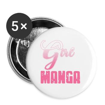 Just A Girl Who Really Loves Manga Retro Design - Buttons groß 56 mm (5er Pack) - Weiß - Vorne