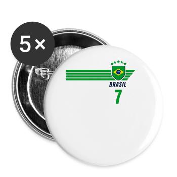 Brazil Brazilian Seleção Football Fan Jersey - Buttons large 2.2''/56 mm (5-pack) - white - Front