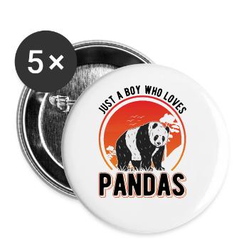 Just a Boy who loves Pandas - Buttons large 2.2''/56 mm (5-pack) - white - Front