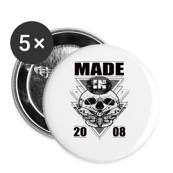Fabriqué en 2008 Vintage Retro Limited Edition - Lot de 5 grands badges (56 mm) - blanc - Devant