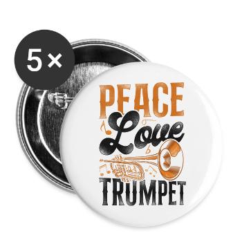 Trumpet Player Girl Vintage Peace - Buttons groß 56 mm (5er Pack) - Weiß - Vorne
