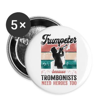 Trumpet Player Vintage Retro - Buttons groß 56 mm (5er Pack) - Weiß - Vorne