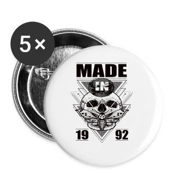 Fabriqué en 1992 Vintage Retro Limited Edition - Lot de 5 grands badges (56 mm) - blanc - Devant