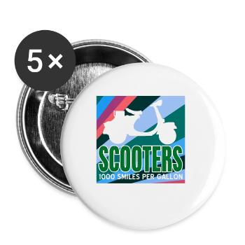 SCOOTERS rétro 1000 sourire par gallon cool drôle - Lot de 5 grands badges (56 mm) - blanc - Devant