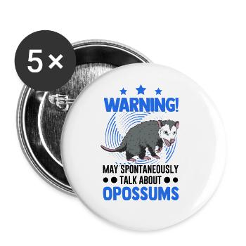 Opossum Geschenk Possum Beutelratte - Buttons groß 56 mm (5er Pack) - Weiß - Vorne