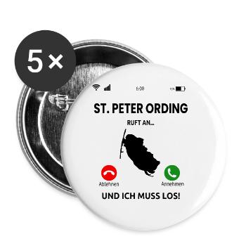 Sankt Peter Ording Nordsee Urlaub Idee - Buttons groß 56 mm (5er Pack) - Weiß - Vorne
