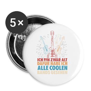Rocker und Gitarrenliebhaber alle coolen Rockbands - Buttons groß 56 mm (5er Pack) - Weiß - Vorne