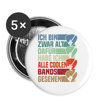 Rocker und Gitarrenliebhaber alle coolen Rockbands - Buttons groß 56 mm (5er Pack) - Weiß - Vorne