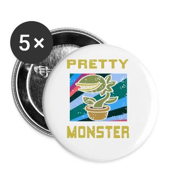 Pretty Monster Retro Vintage Carnivorous Plants - Buttons large 2.2''/56 mm (5-pack) - white - Front