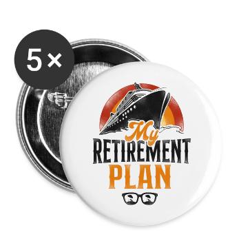 Cruise Ship Vacation Retired Retro - Buttons large 2.2''/56 mm (5-pack) - white - Front