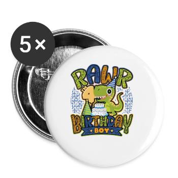 Rawr J’ai 4 ans, jeunes dinosaures. - Lot de 5 grands badges (56 mm) - blanc - Devant