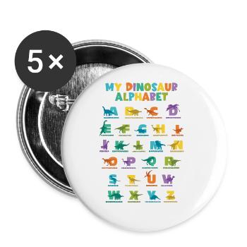 Dinosaurs Alphabet Learn Primer Gift - Buttons large 2.2''/56 mm (5-pack) - white - Front
