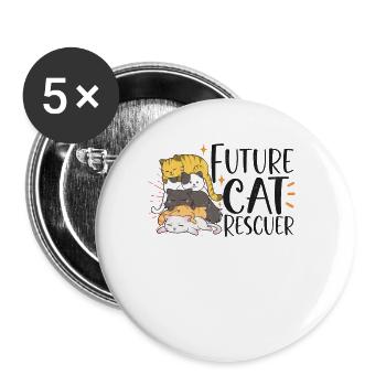 Cat RESCUE ANIMAL RIGHTS RESCUE Cat ADOPTION - Buttons large 2.2''/56 mm (5-pack) - white - Front