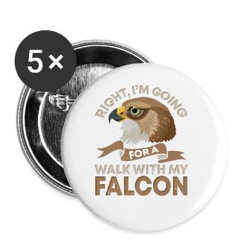 Raubvogel lustige Falkner Spruch Jagd design - Buttons groß 56 mm (5er Pack) - Weiß - Vorne