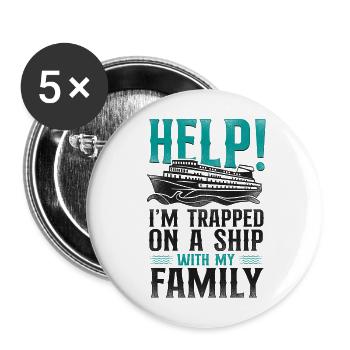 Cruise Ship Vacation Family - Buttons large 2.2''/56 mm (5-pack) - white - Front