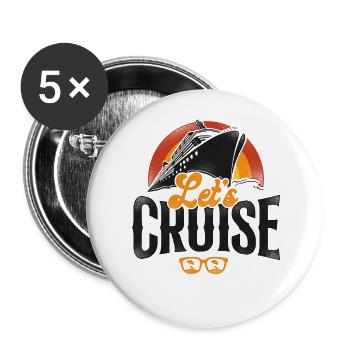 Cruise Ship Vacation Vintage Let's - Buttons groß 56 mm (5er Pack) - Weiß - Vorne